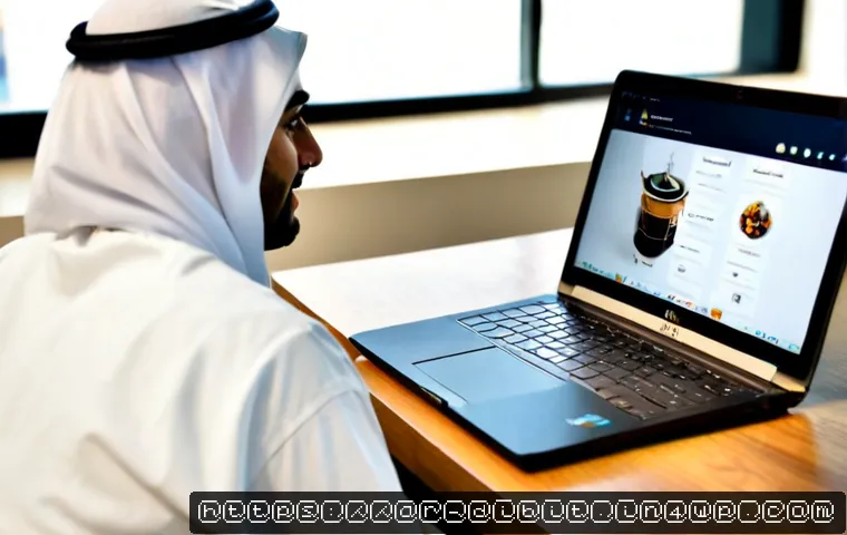 디지털 노마드의 온라인 모임 활용법 - Photorealistic lifestyle scene of an Arab digital nomad in modest smart-casual clothing joining an o...